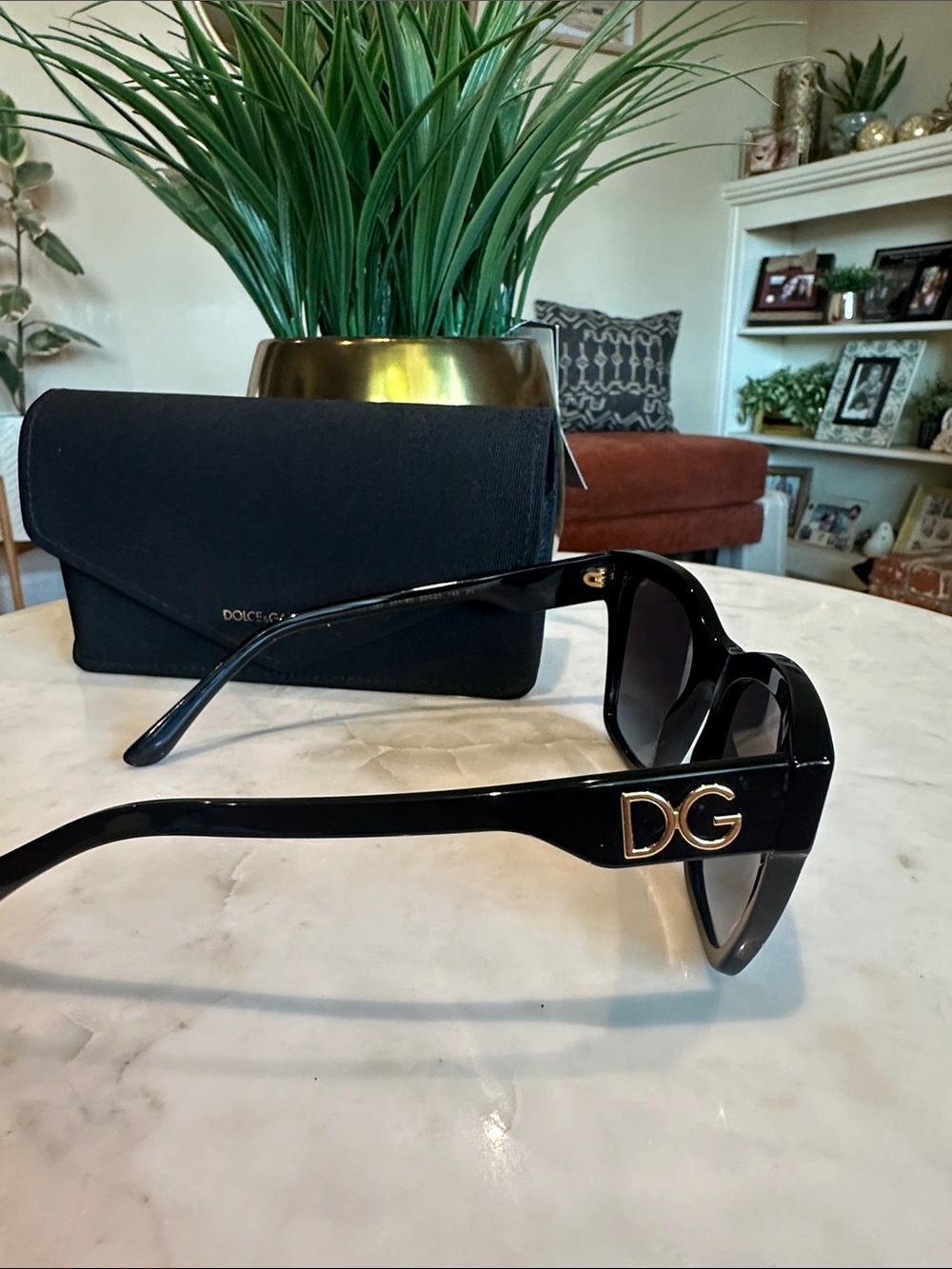 Dolce & Gabbana Black Sunglasses with Gold DG Logo